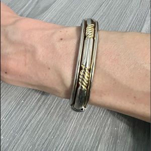 Vintage Gold and Silver Metal Hinged Bracelet